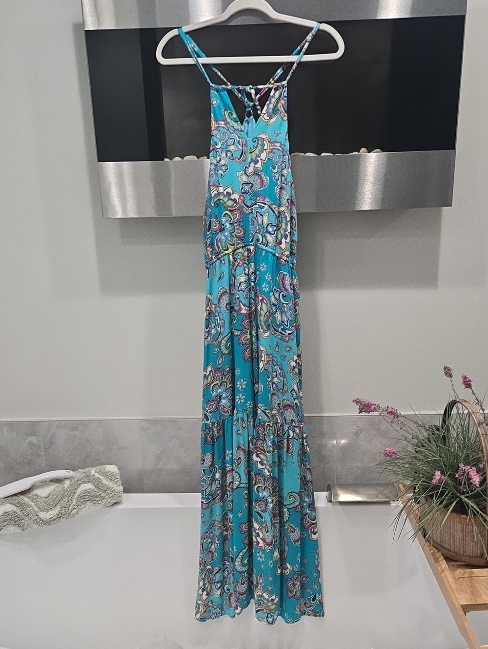 Hale Bob Turquoise Paisley Maxi Dress
